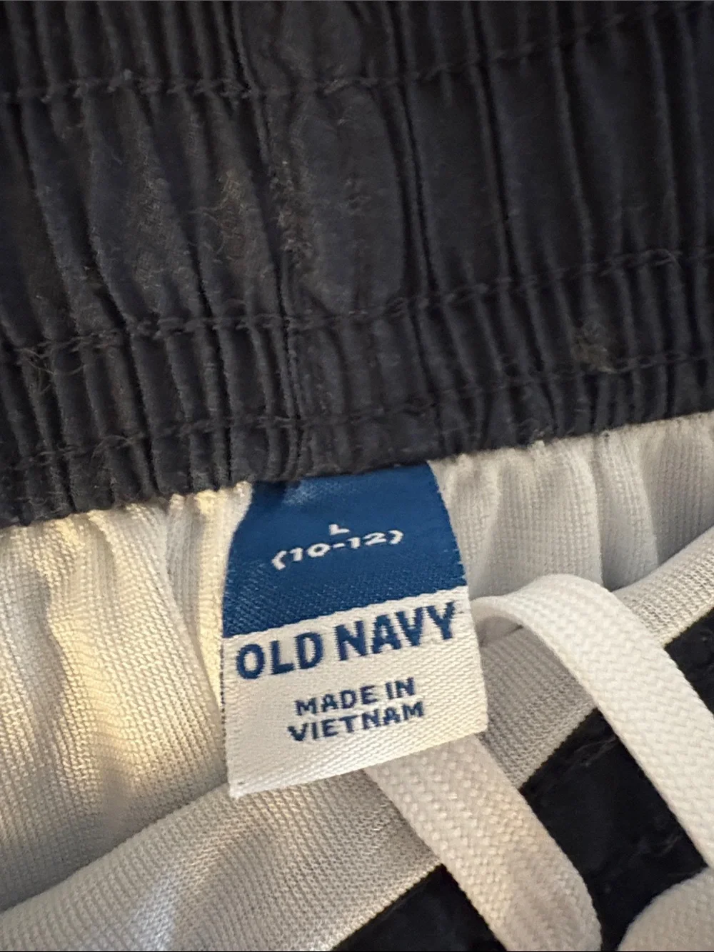 Old Navy Black and White Boys Swim Shorts with Blue Tag